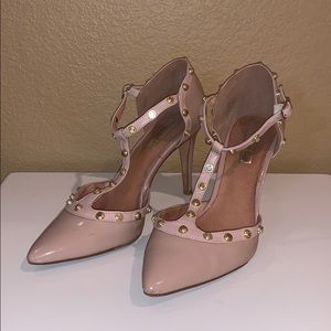 Halogen Pale Pink “Martine” Studded T-Strap Pump